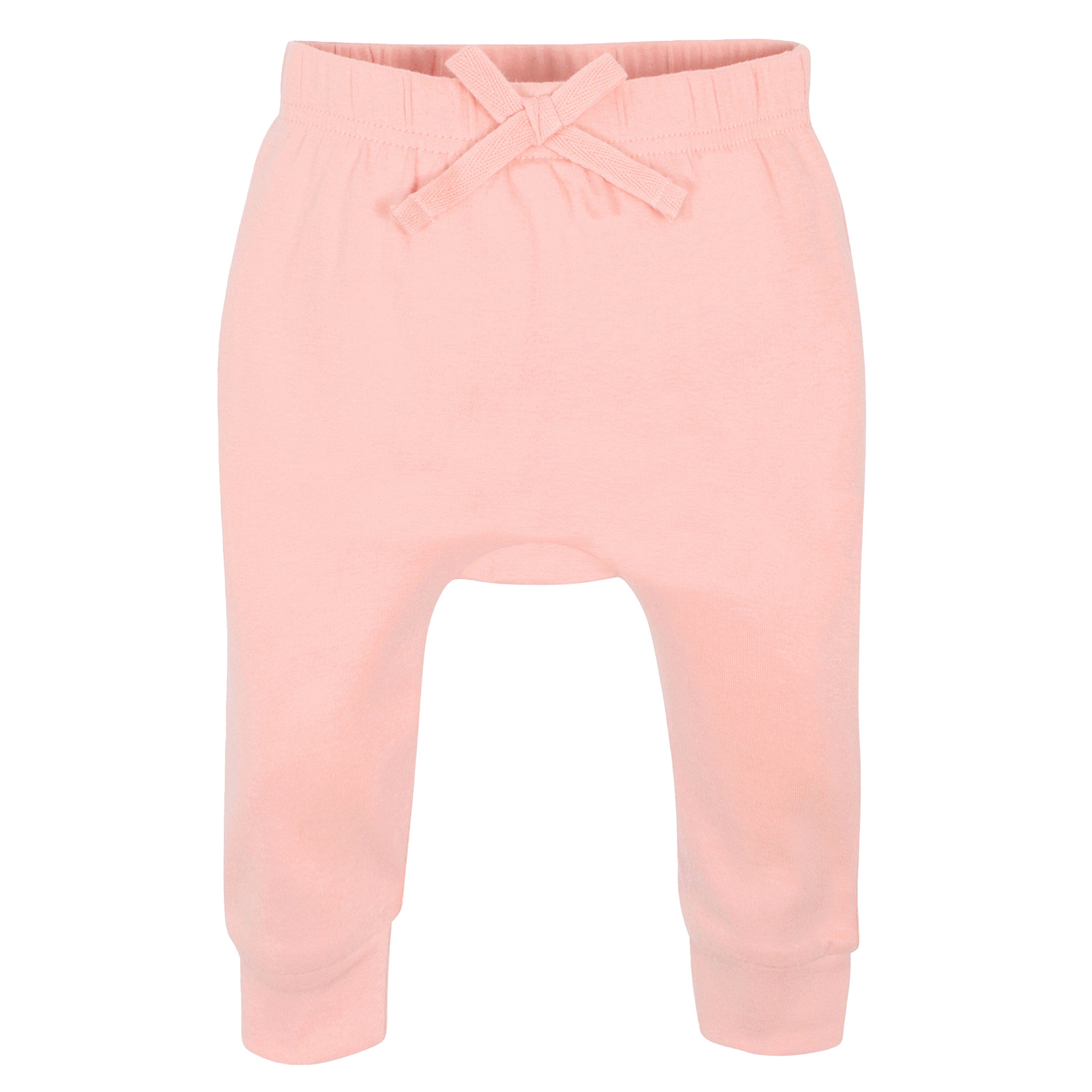 4 Pack Baby Girls Pink Floral Jogger Pants - Soft Cotton Stretchy Trousers for Toddlers - Cute Casual Outfits for Playtime & Daily Wear
