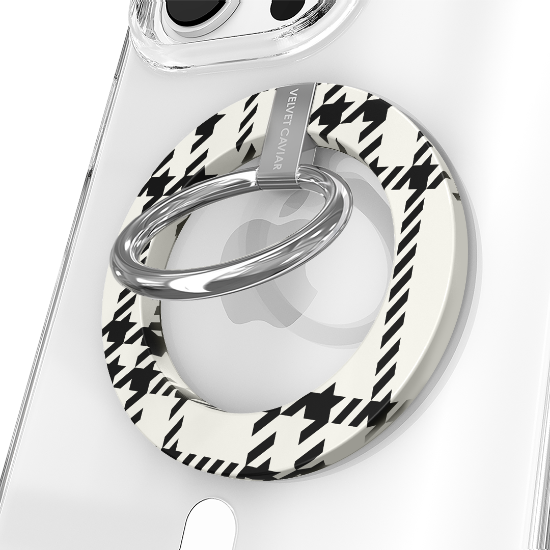 Houndstooth Knit Sweater with MagSafe Grip Ring - Stylish & Secure Phone Holder for iPhone 12/13/14 Pro Max - Perfect for Work, Travel, and Everyday Use
