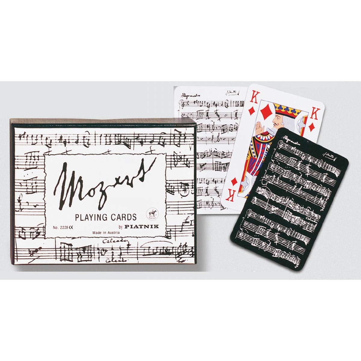 Gibsons Games Piatnik Mozart Black & White Double Deck Playing Cards - Premium Quality for Poker, Bridge, and Magic Tricks