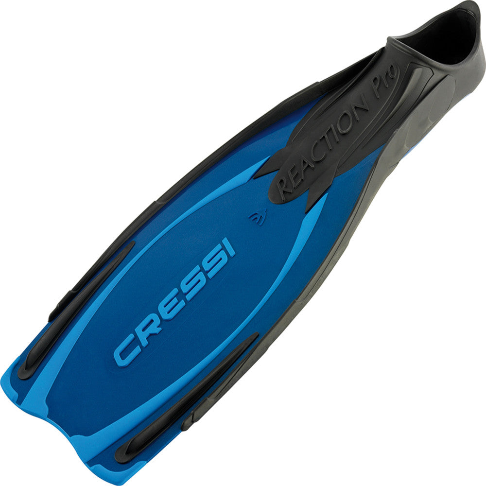 Cressi Reaction Pro Blue Snorkeling Fins - Lightweight & Comfortable for Scuba Diving, Swimming & Water Sports
