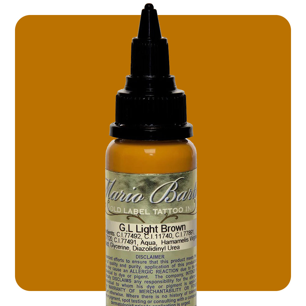Premium Light Brown Mario Barth Gold Label Tattoo Ink by Intenze - 1oz Bottle - Professional Tattoo Artist Supplies for Realistic Shading & Fine Line Work