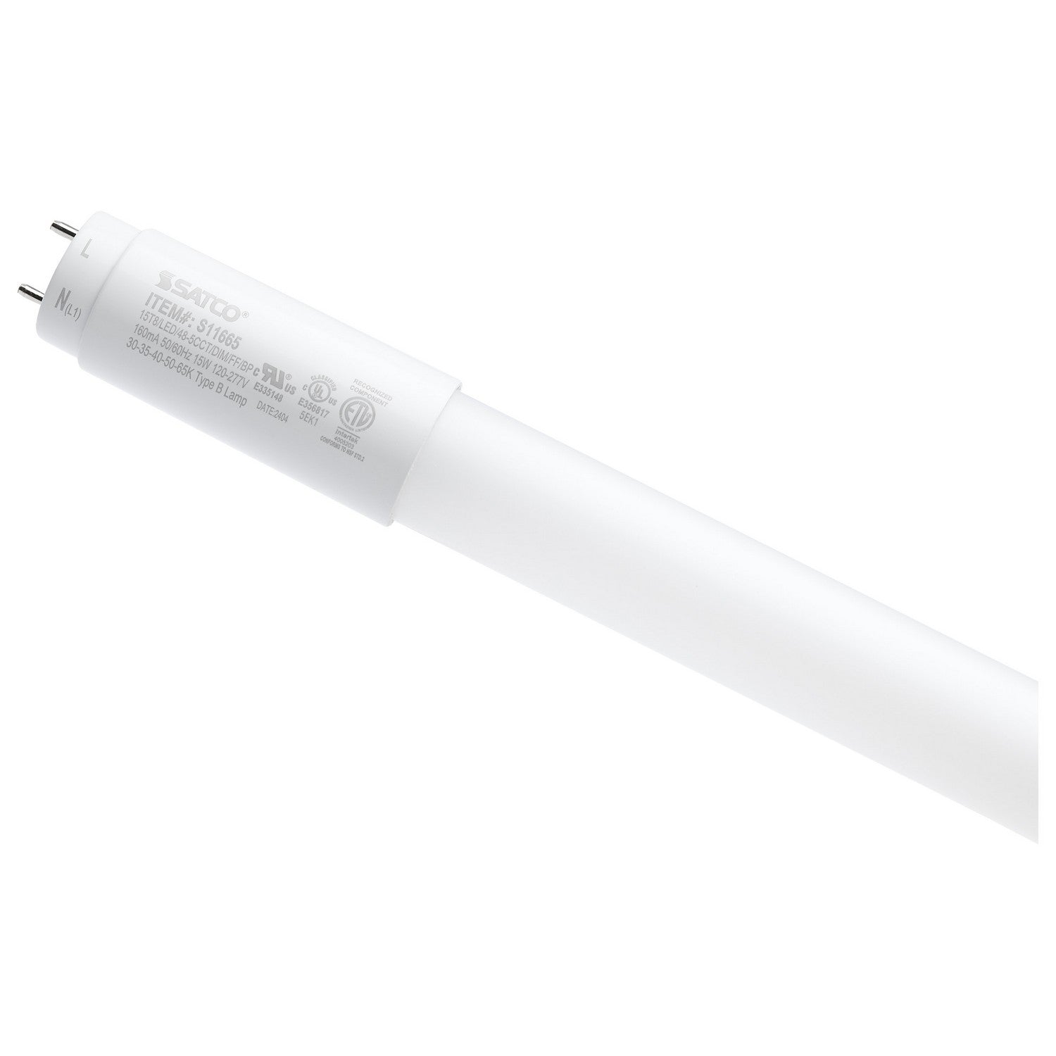 4ft Flicker-Free LED T8 Tube Light - 15W, 2200 Lumens, 3000K-6500K Adjustable Color Temperature, Ballast Bypass (Single/Dual End) - Perfect for Offices, Warehouses, Garages & Home Lighting