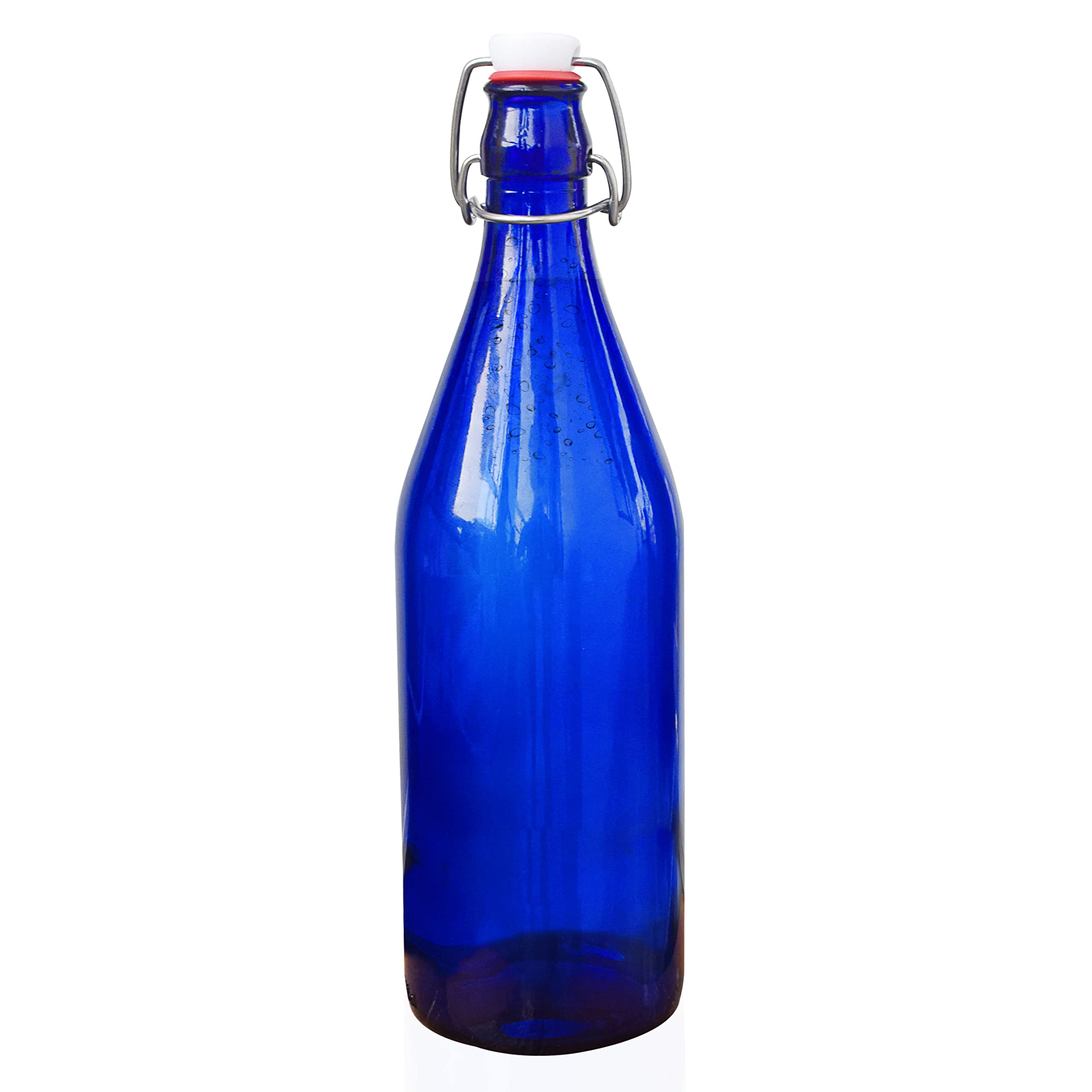 Pure Source India Glass Water Bottle - 1000ml (34oz) Airtight Leakproof BPA-Free Reusable Drinking Bottle - Blue - Perfect for Gym, Hiking, Office & Travel Hydration