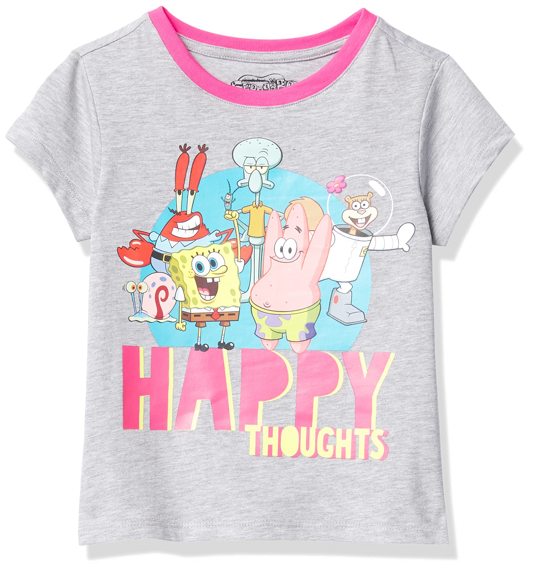 SpongeBob SquarePants Cartoon Girls' Short Sleeve Graphic Tee - Soft Cotton Big Kids' T-Shirt for Casual Wear, Birthday Gifts & Cartoon Lovers