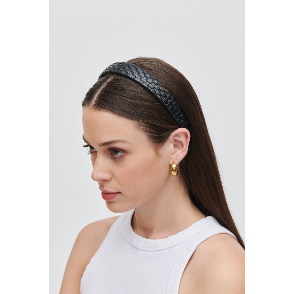 Stylish Embossed Woven Vegan Leather Headband for Women - Fashion Hair Accessory for Workouts, Yoga, and Everyday Wear