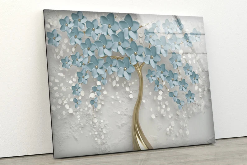 3D Flowers Acrylic Glass Print - Modern Tempered Glass Wall Art Decor - 100% Made in Australia - Ready to Hang - Perfect for Living Room, Bedroom & Office Decor
