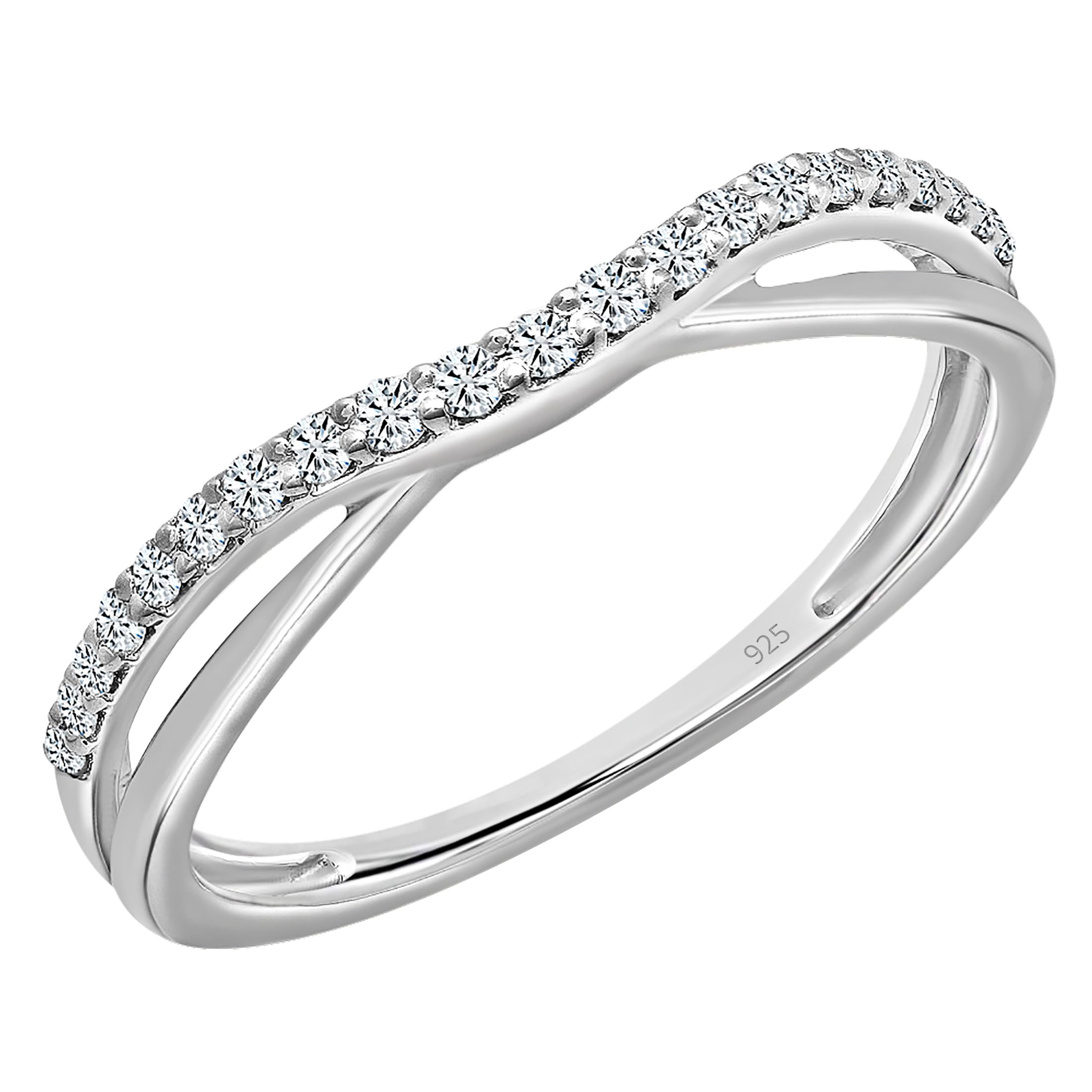0.25 Carat Lab Grown Diamond Wedding Contour Band for Women - 925 Sterling Silver Ring, Dazzlingrock Collection | Perfect for Bridal Sets, Anniversary Gifts & Everyday Elegance
