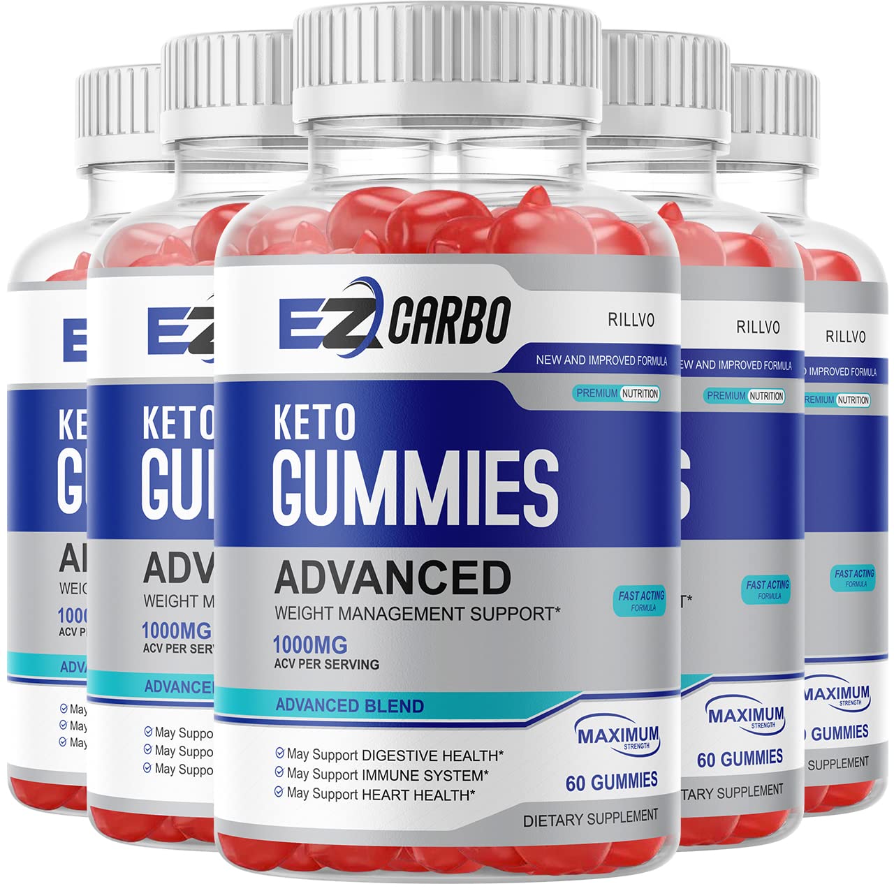 (5 Pack) EZ Carbo Keto Gummies - Advanced Ketogenic Formula (300 Gummies) | Low Carb Snacks for Weight Loss & Energy Boost | Perfect for Keto Diet, Fitness & On-the-Go Lifestyle