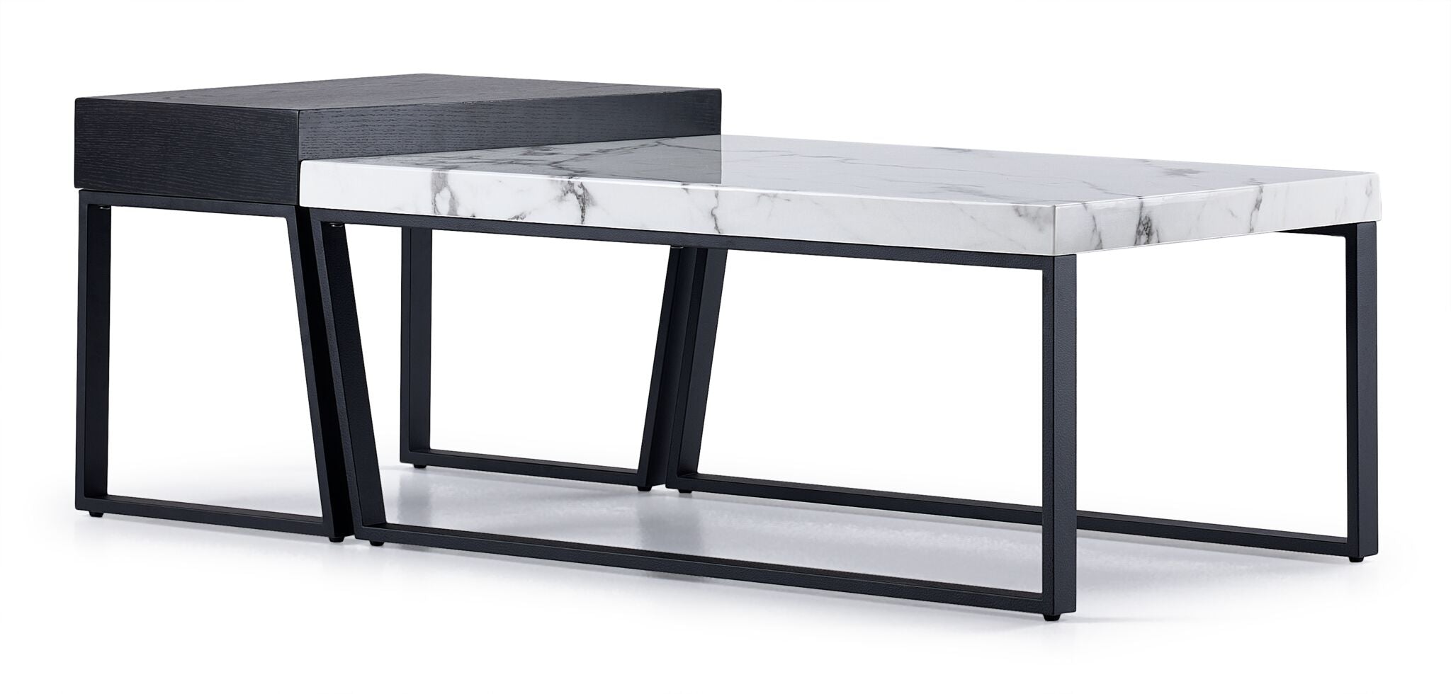 Cora 56-Inch Coffee Table and End Table Set - Modern Living Room Furniture in White, Black & Grey - Perfect for Small Spaces, Apartments & Home Decor