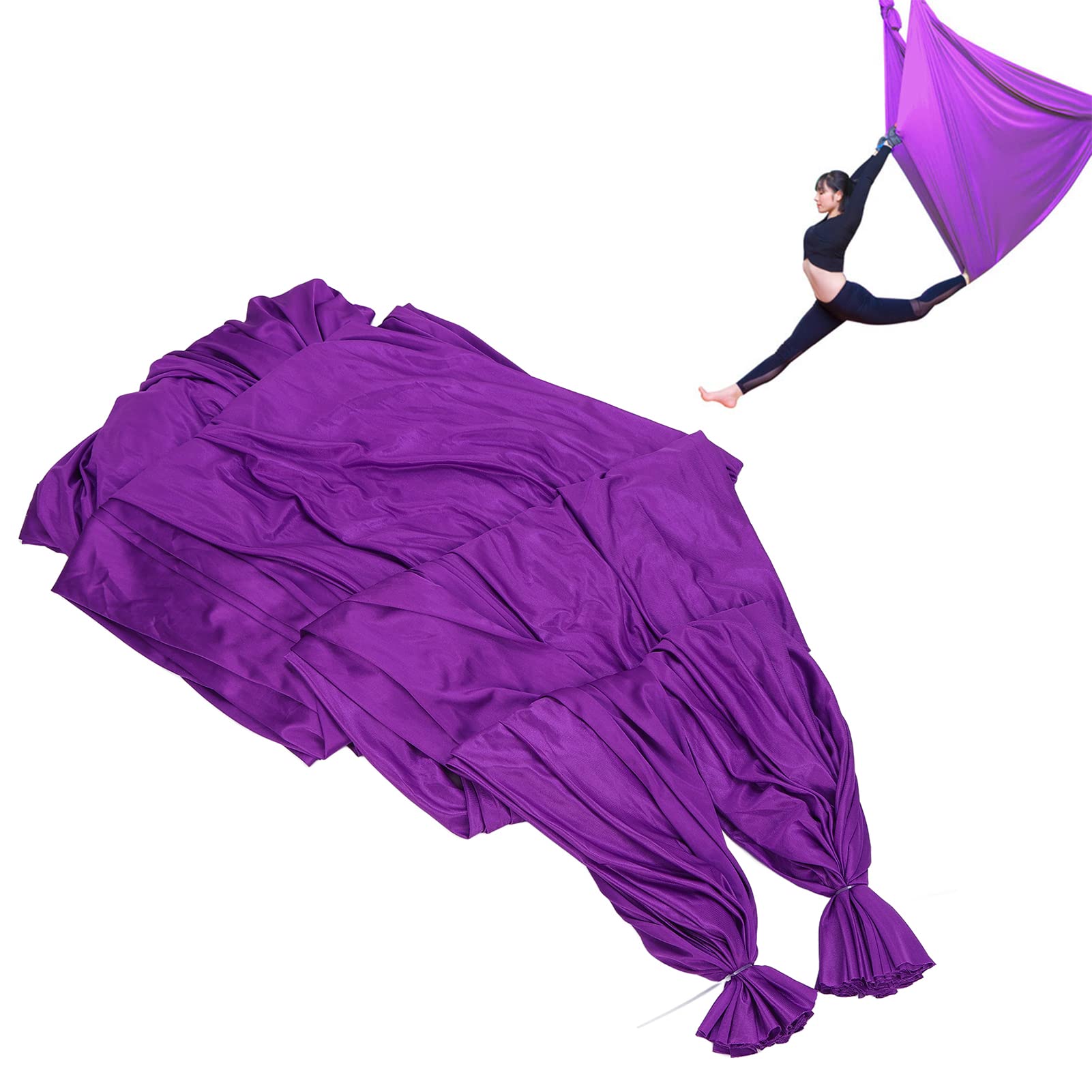 ZJchao Yoga Hammock Set - 300KG Capacity Polyamide Fitness Swing for Home Gym, Pilates & Inversion Therapy - Relieves Back Pain & Improves Flexibility (Purple) - Perfect for Indoor Workouts, Stress Relief & Aerial Yoga Practice