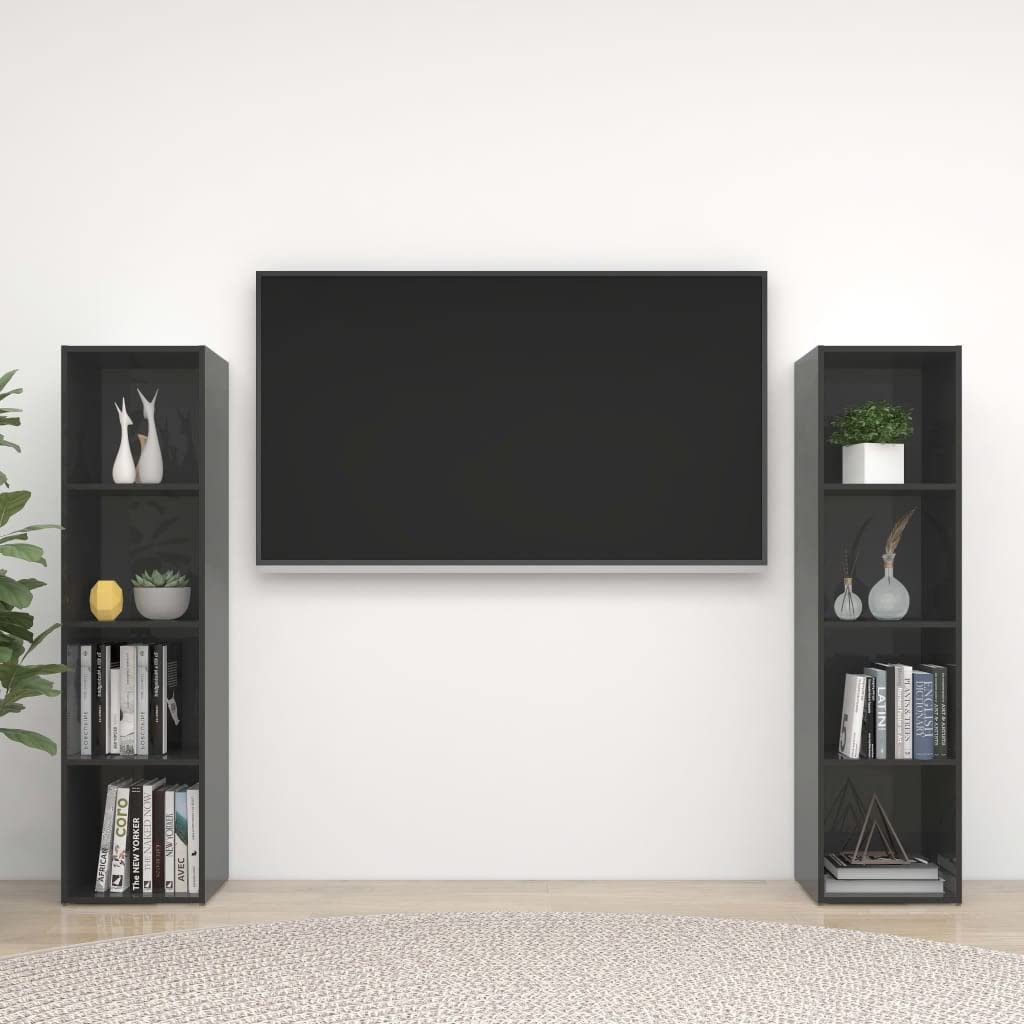 Modern TV Stand with Storage Shelves - 56.1