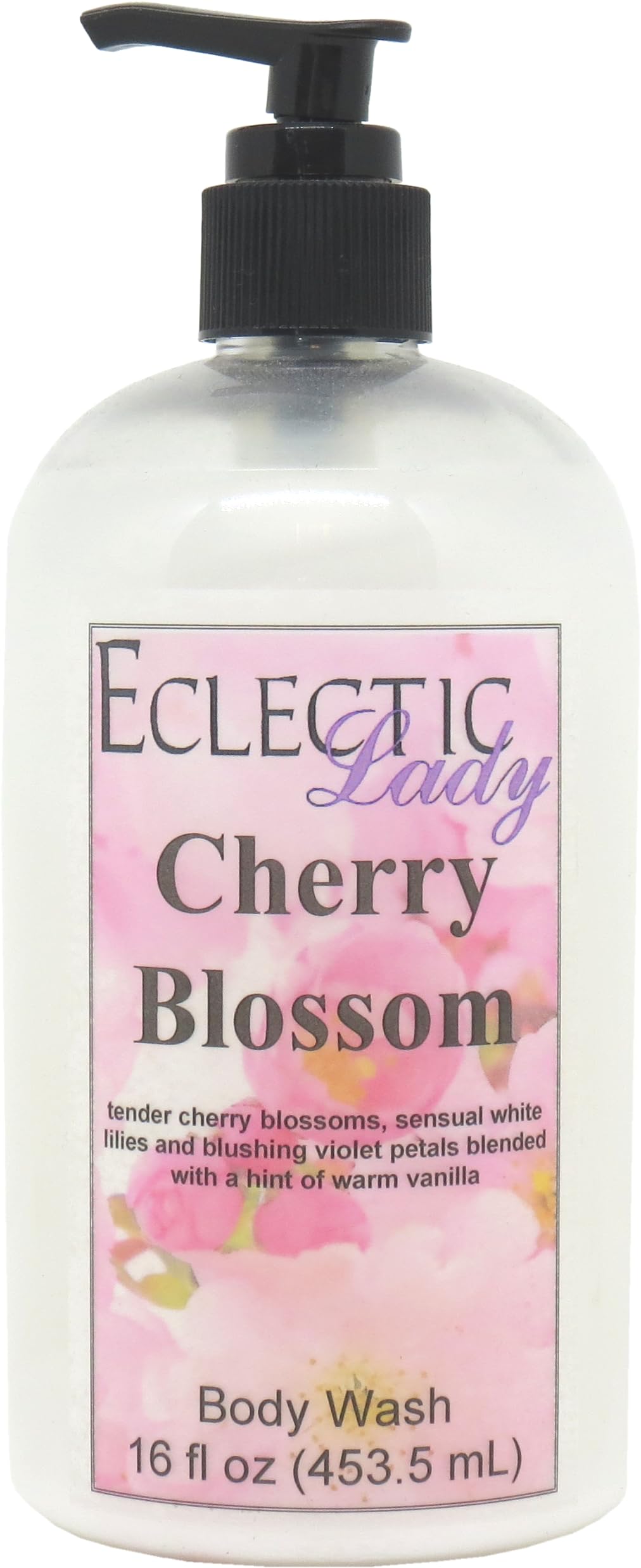 Organic Cherry Blossom Body Wash & Bubble Bath - 3-in-1 Phthalate-Free Shower Gel, Hand Soap & Bath Foam | USA Made Natural Formula (16oz) for Sensitive Skin, Spa Day & Romantic Gift