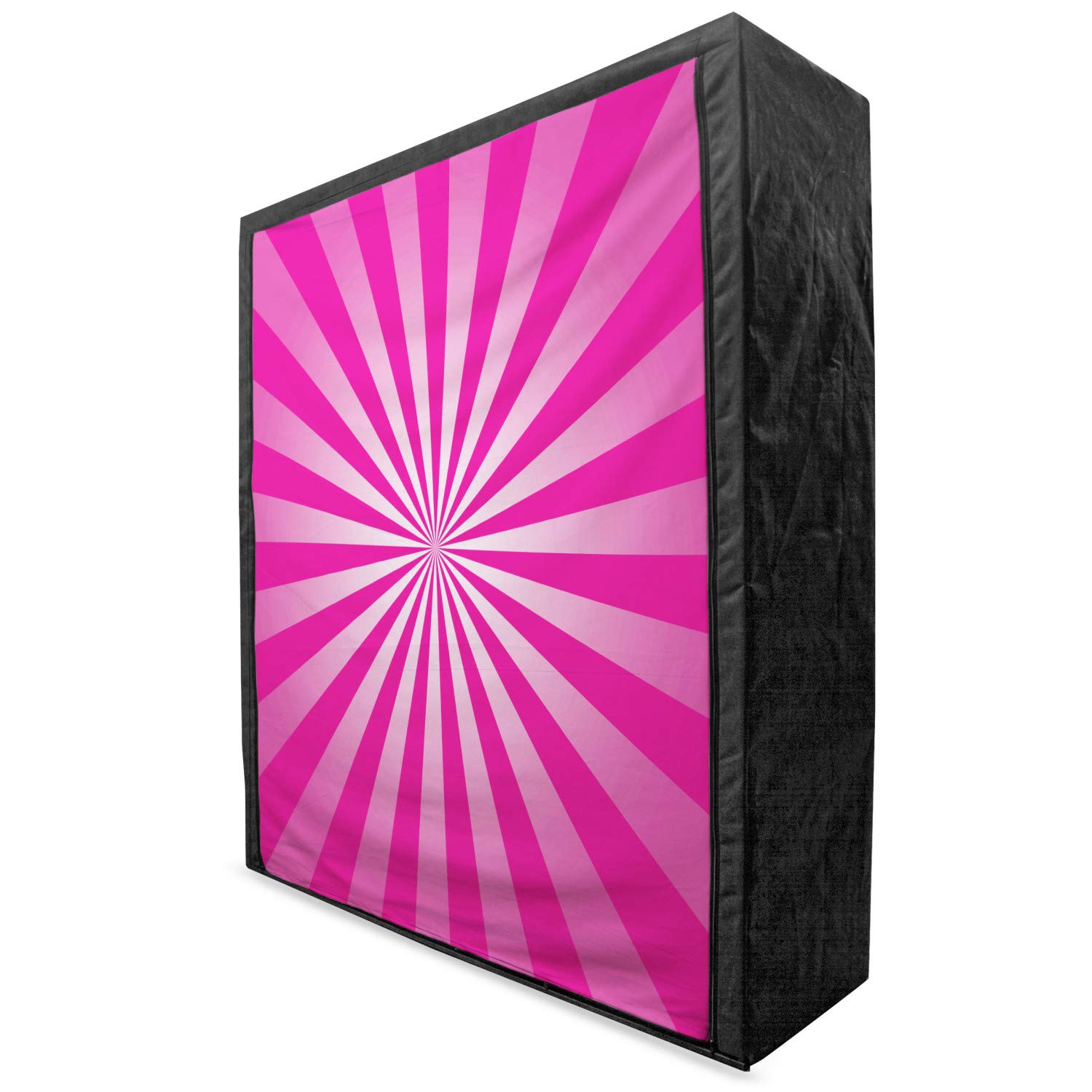 Ambesonne Hot Pink Portable Fabric Wardrobe - Retro Sunray Pattern with Grunge Effect & Radial Stripes - 59