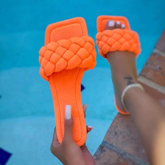 Monique Women's Neon Orange Sandals - Comfortable Summer Beach Flip Flops for Outdoor Walking, Poolside, and Vacation Wear