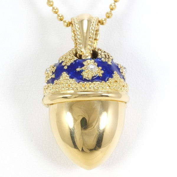 18K Yellow Gold Enamel Necklace with Diamonds - Elegant Women's Jewelry for Parties, Weddings & Special Occasions