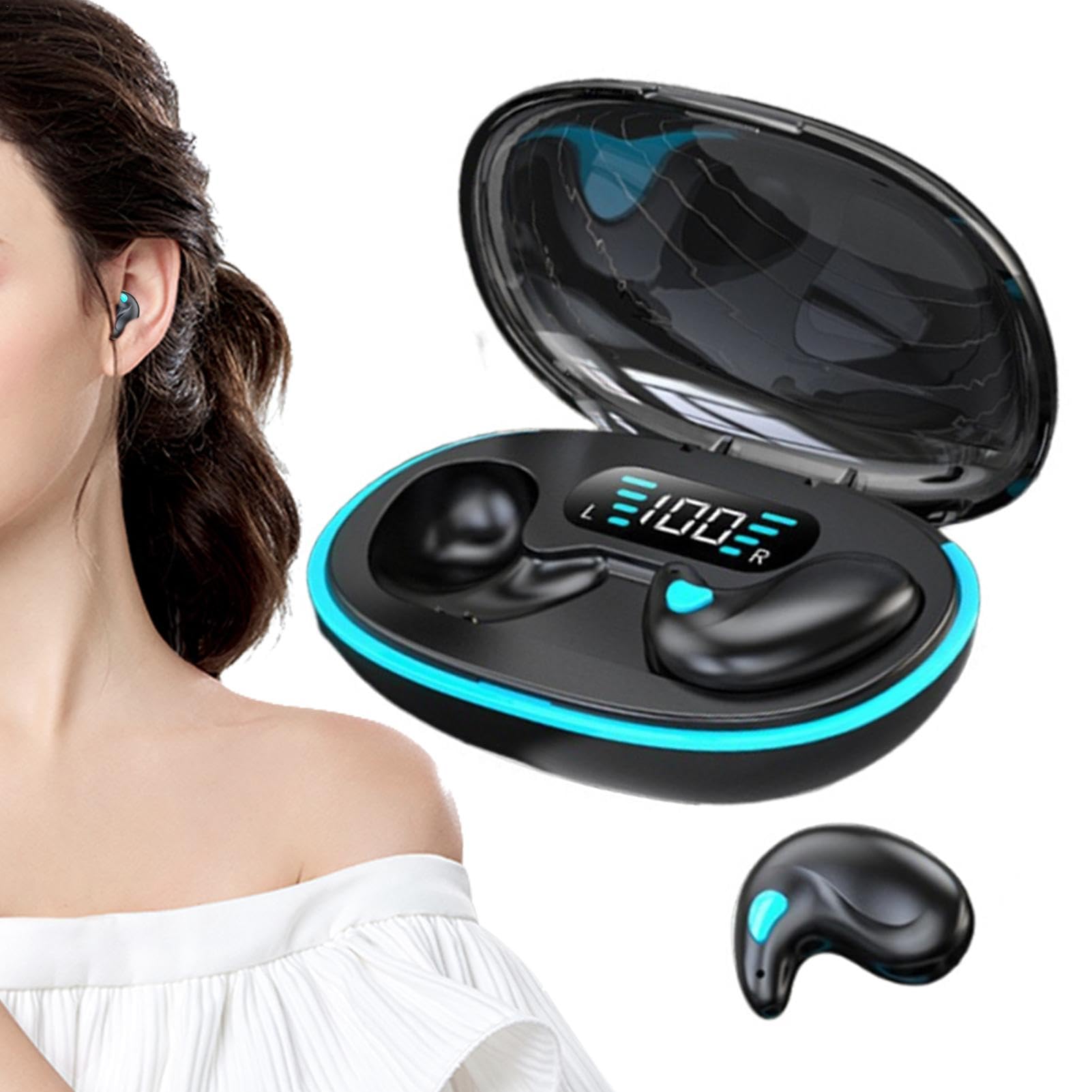 Wireless Bone Conduction Sleep Earbuds - Rechargeable Noise Cancelling Earphones for Side Sleepers, Work Calls, Meetings & Driving | Comfortable for Night Use, Travel & Office