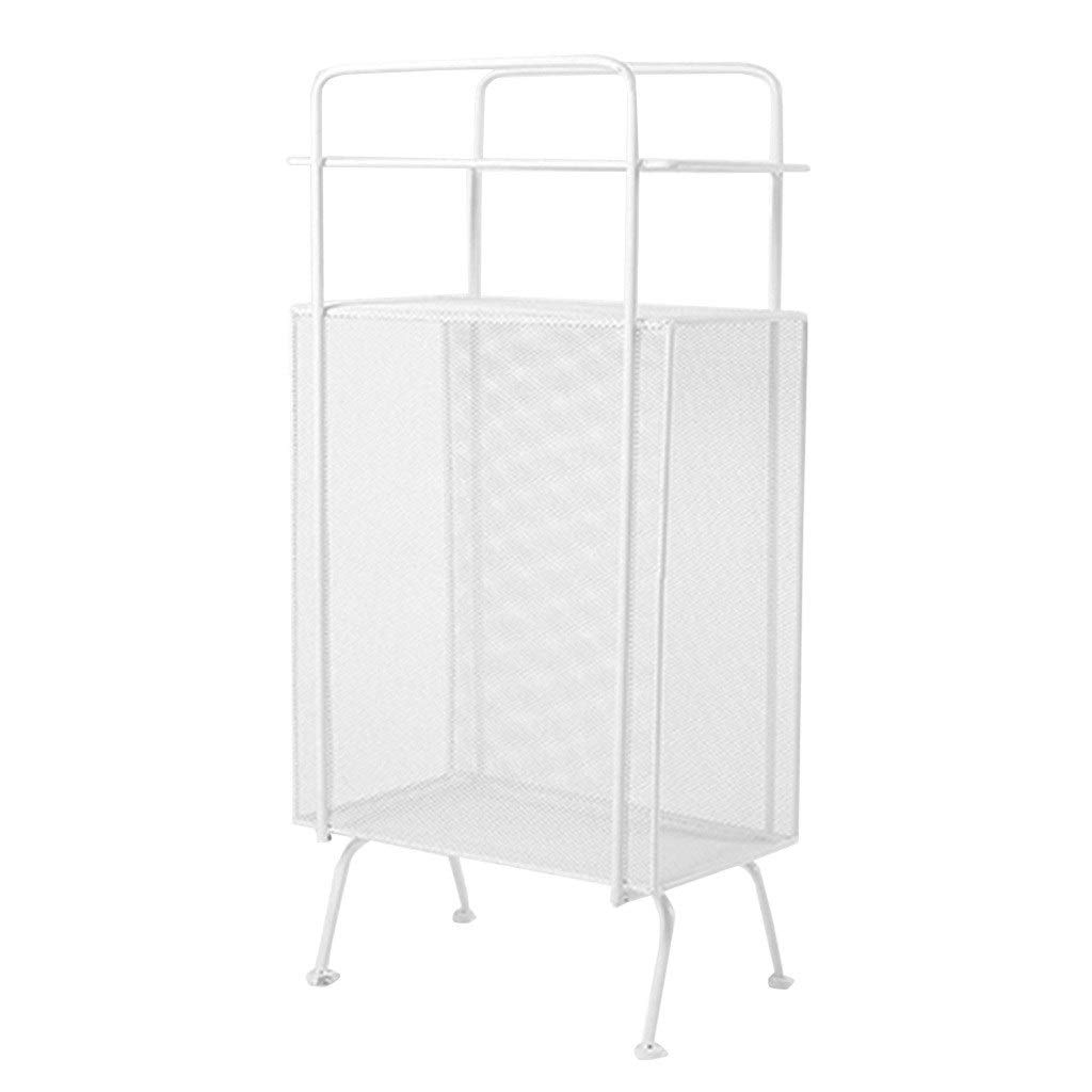 White Wrought Iron Bookcase & Magazine Rack - 342x37x73cm Multi-Functional Living Room Storage Shelf with 160kg Capacity - Perfect for Home Office, Study Room & Living Space Organization