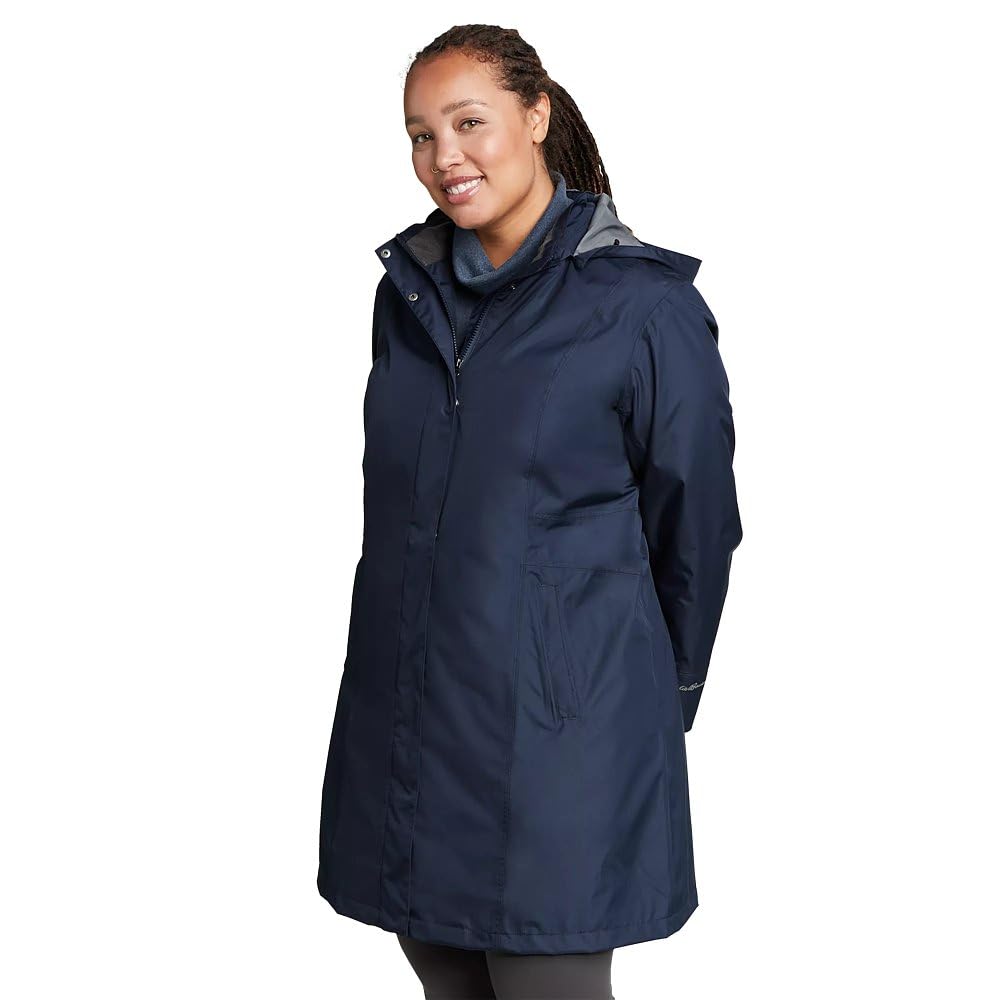 Eddie Bauer Women's Plus Size Water-Resistant Trench Coat for Travel & Work | Stylish Long Raincoat for Commuting, Office & Outdoor Activities