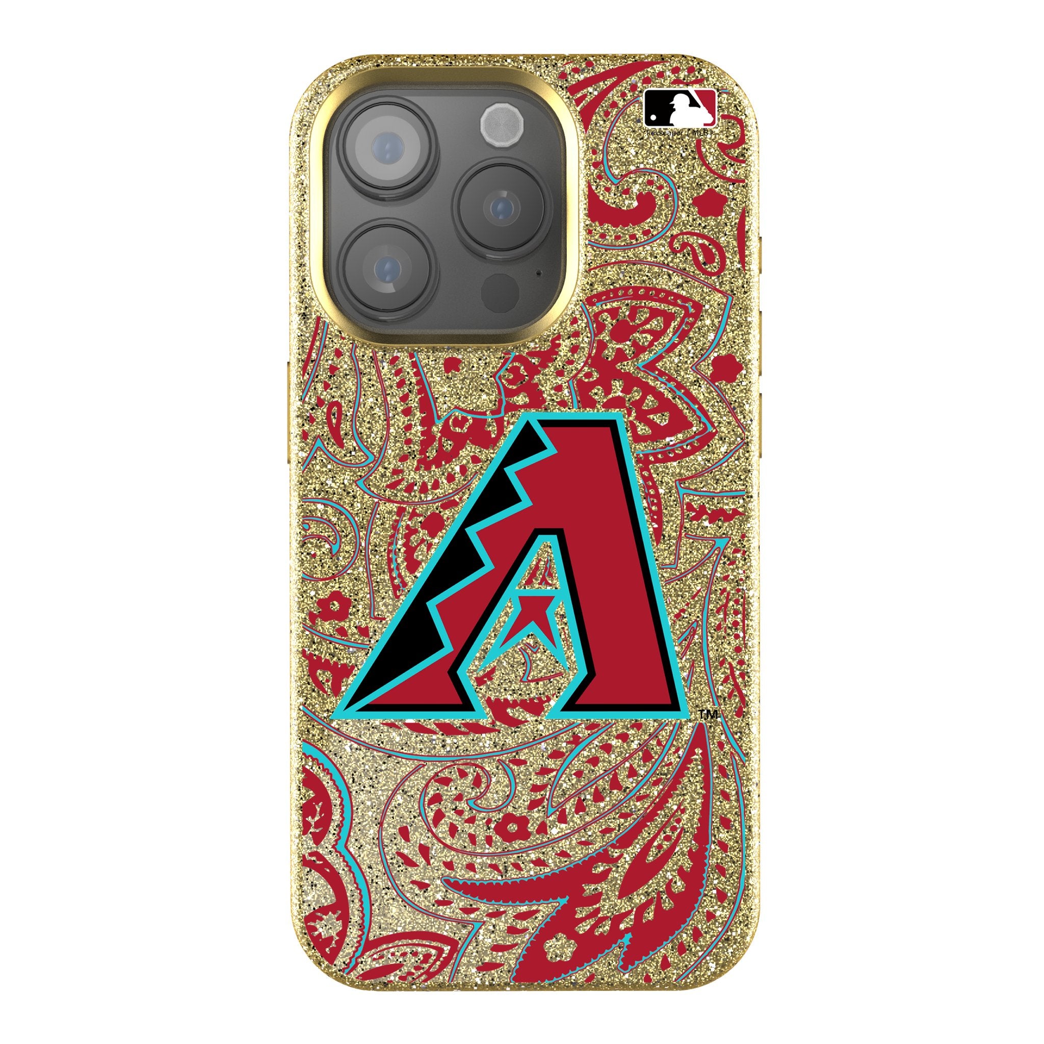 Arizona Diamondbacks Paisley Bling Rhinestone Phone Case for iPhone & Samsung - Stylish Protective Cover for Baseball Fans & Game Days
