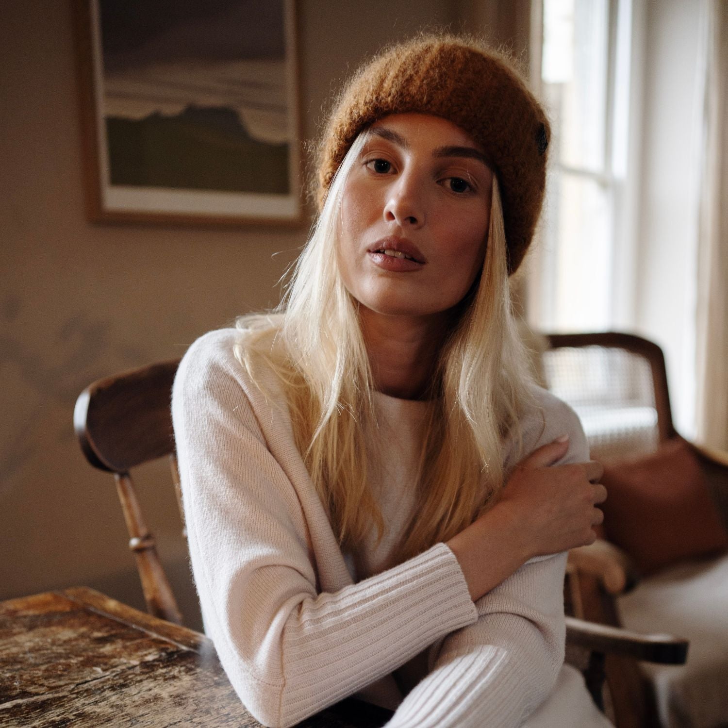 Women's Soft Mohair Beanie Hat - Warm Winter Knitted Cap for Cold Weather - Cozy Accessory for Outdoor Activities, Skiing, and Casual Wear