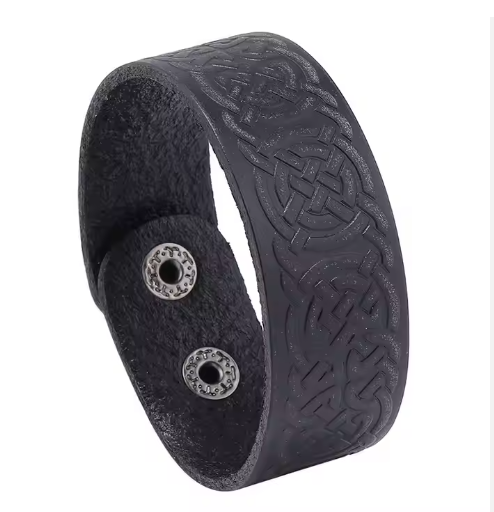 Vintage Distressed Cowhide Leather Bracelet with Celtic Knot Design - Handmade Boho Style for Men & Women - Perfect for Casual Wear, Festivals, and Gifts