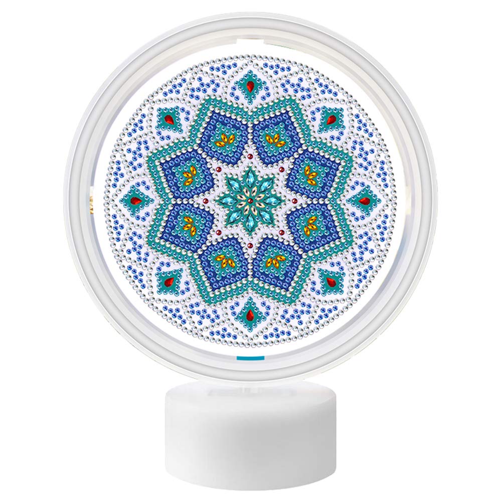 LUSandy LED Diamond Painting Lamp - DIY Special Shaped Mandala Art Light with USB Cable, Blue Diamond Painting Night Light for Home Decor & Gift | Perfect for Crafting, Bedroom Ambience & Relaxation