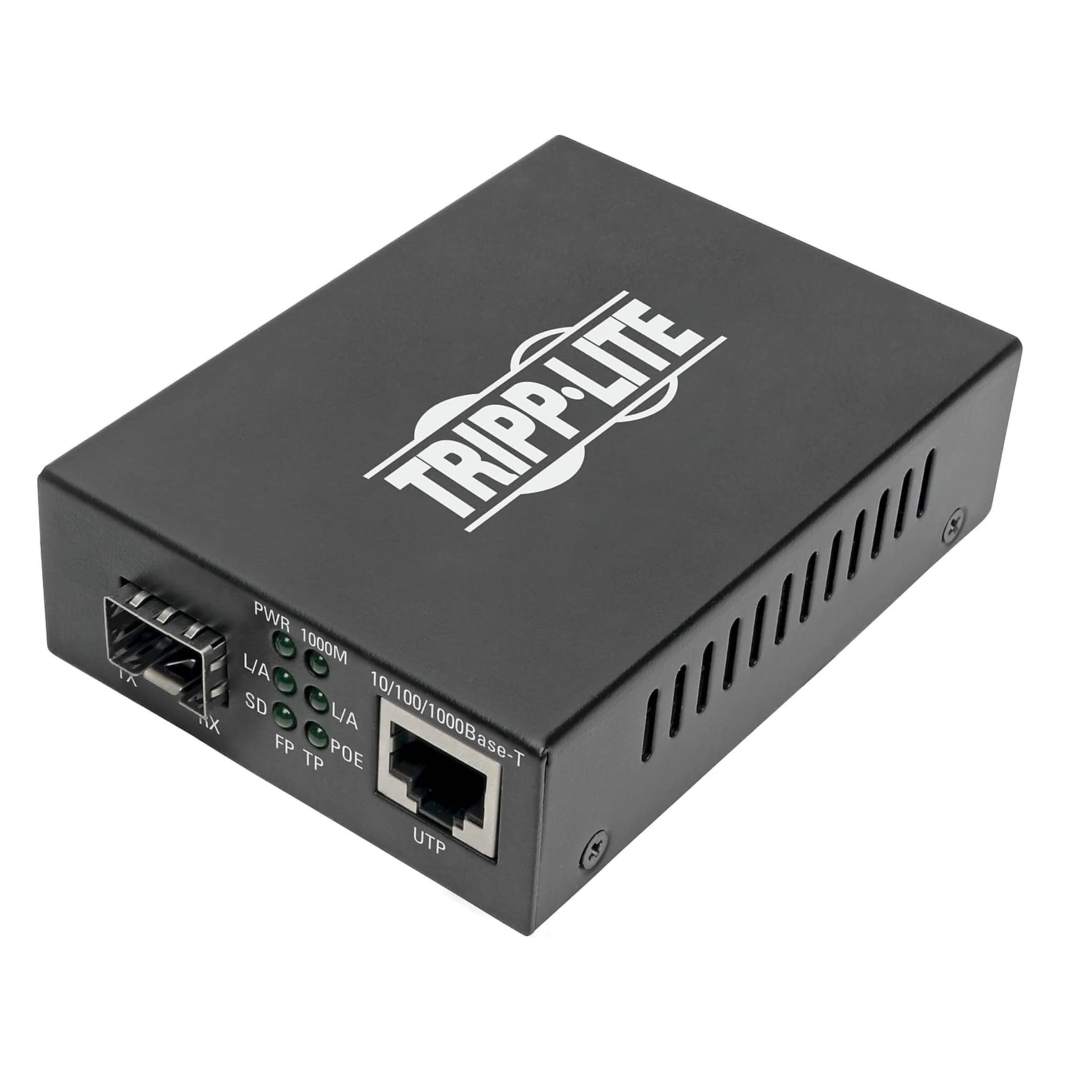 Tripp Lite Customizable SFP Fiber Media Converter | Gigabit Ethernet to Fiber Converter | PoE+ Support | 10/100/1000 Mbps (N785-P01-SFP) | Ideal for Data Centers, Office Networks & Industrial Applications