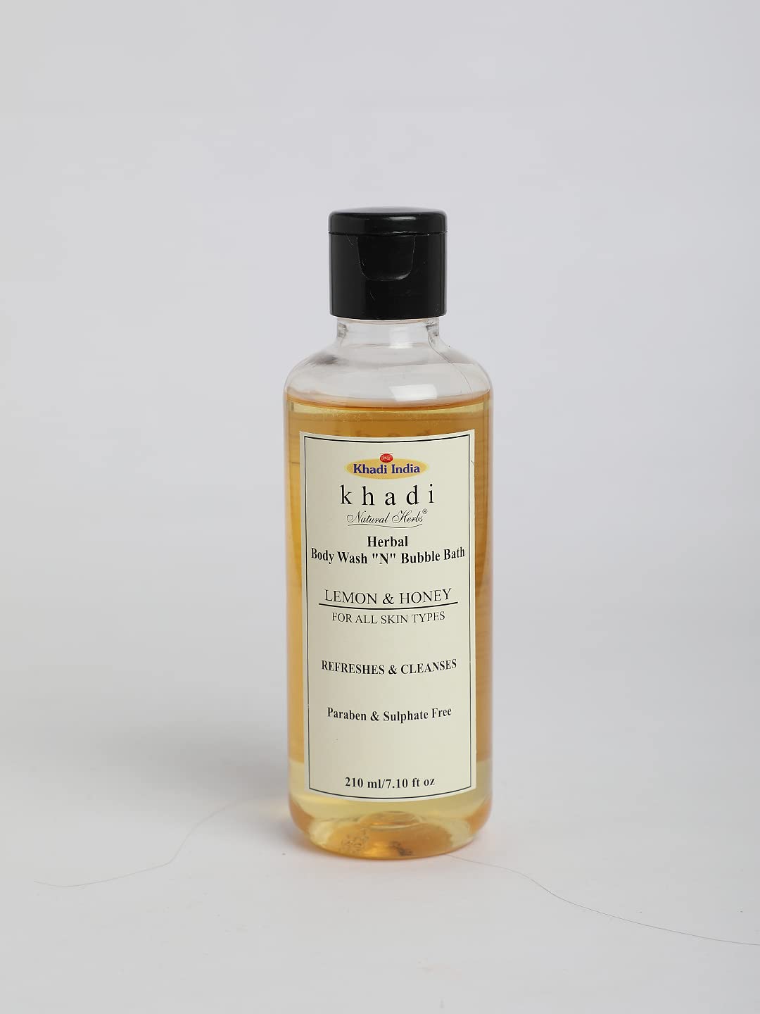 Khadi Natural Herbs Lemon & Honey Body Wash & Bubble Bath - 210ml | Organic Ayurvedic Cleanser for Soft Skin | Perfect for Relaxing Bath & Daily Shower