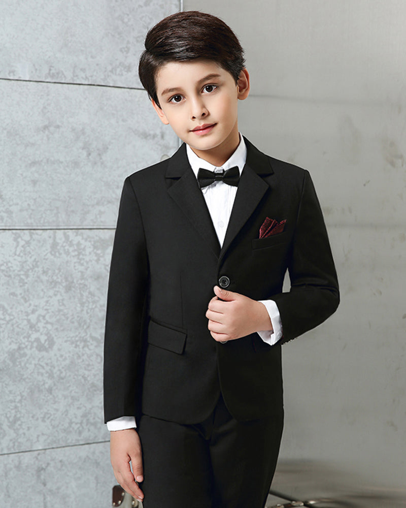 Blue & Black 3-Piece Boys Suit Set for Weddings - Jacket, Vest & Pants | Formal Kids Groom Attire | Perfect for Weddings, Parties & Special Occasions