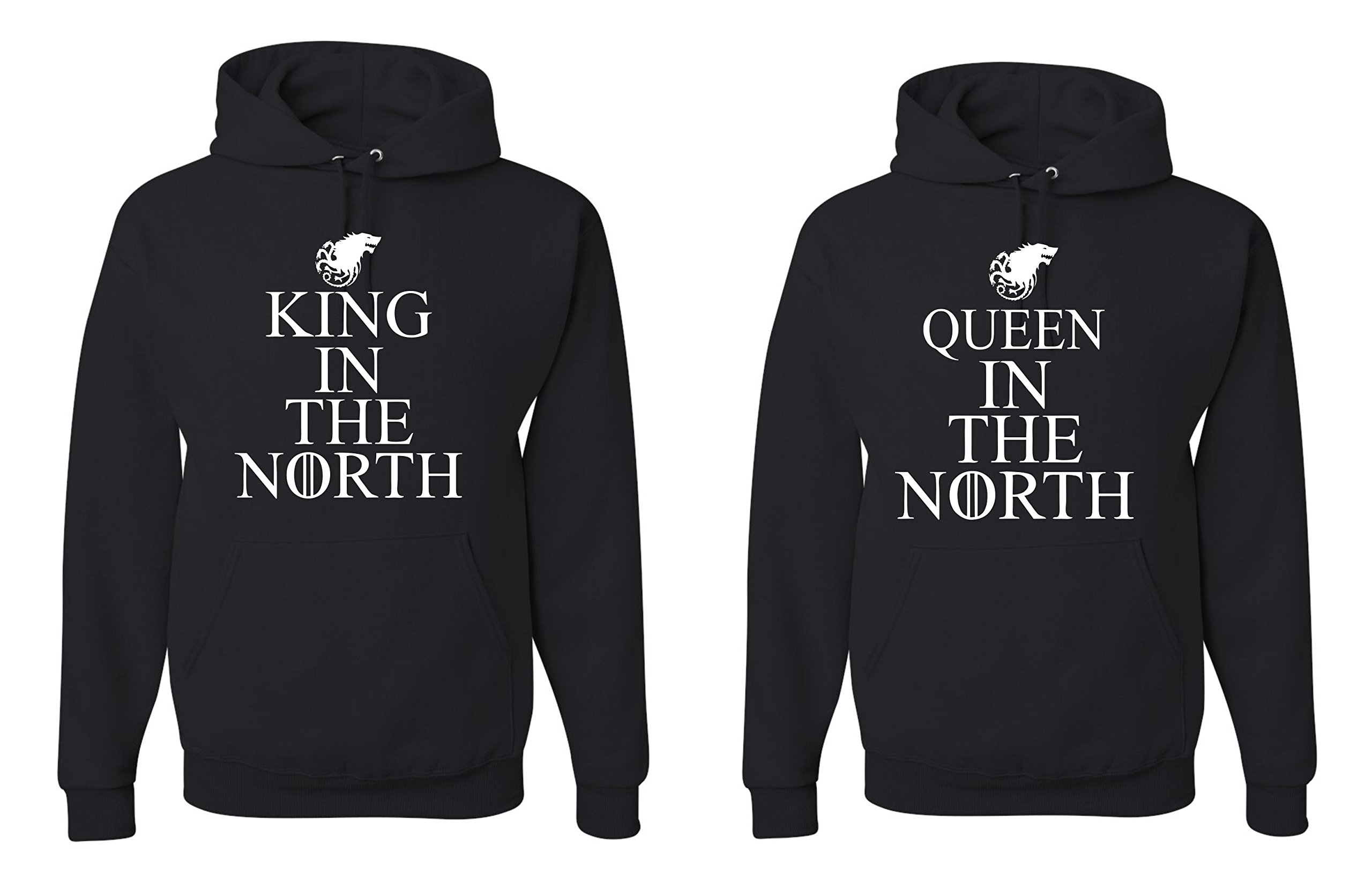 King In The North Queen In The North Matching Couples Hoodies - Unisex Valentine's Day Gifts for Him & Her - Perfect for Anniversaries, Date Nights and Winter Romance