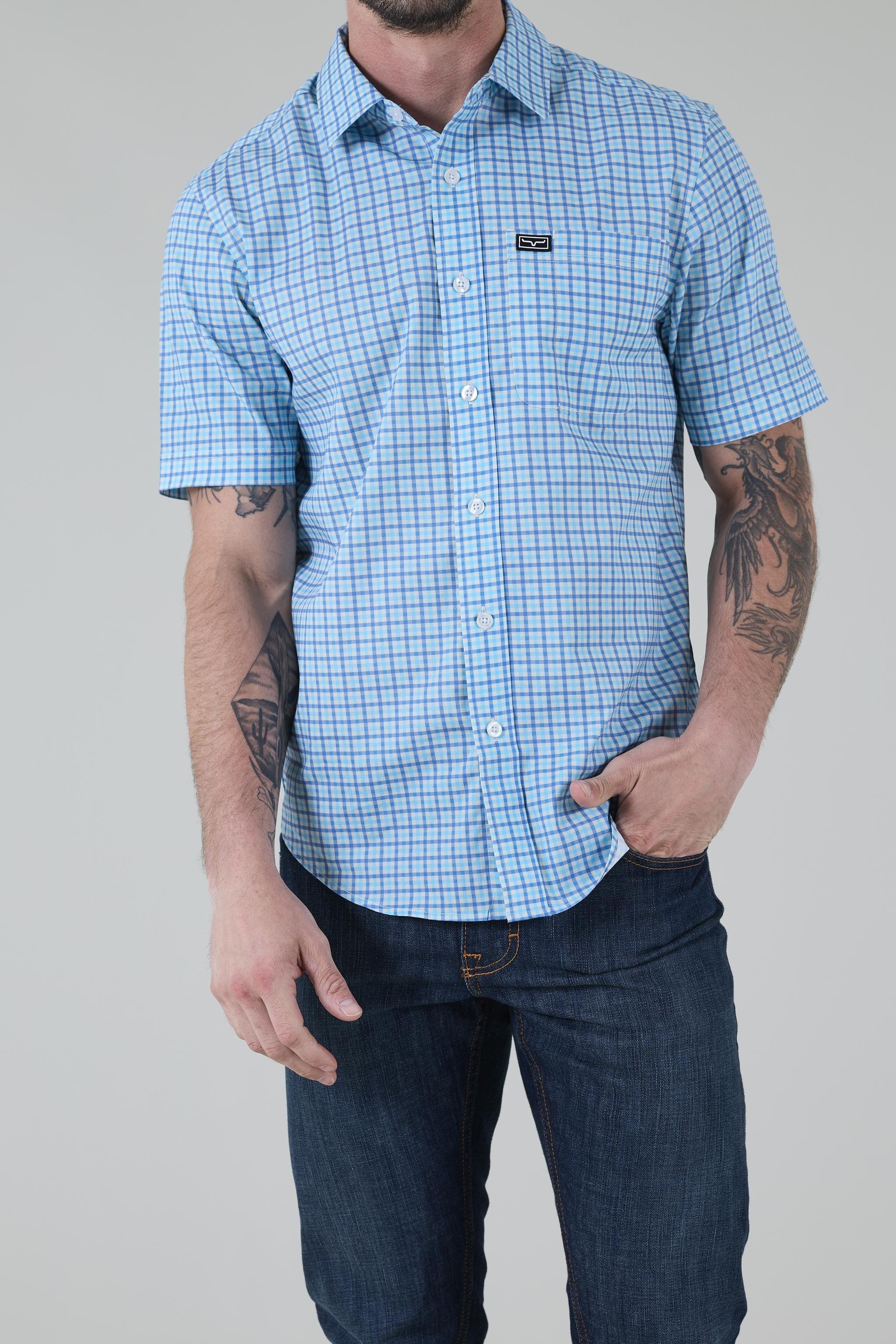 Tucco Mini Check Dress Shirt for Men - Stylish Casual & Formal Button Down Shirt - Perfect for Office, Business Meetings & Special Occasions