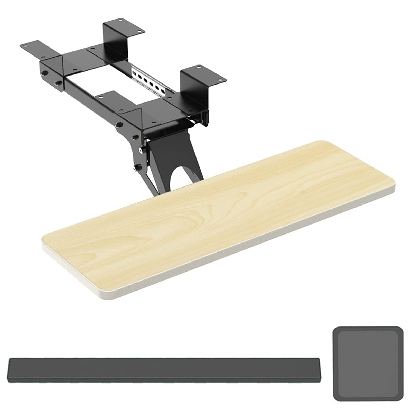 Ergonomic Under Desk Keyboard Tray with Adjustable Slide-Out Drawer & Gel Wrist Pad - Computer Workstation Accessory for Home Office, Gaming Setup, and Comfortable Typing