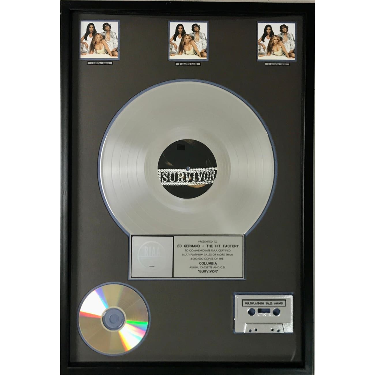 Destiny's Child Survivor 3x Multi-Platinum Album Award - Certified RIAA Gold & Platinum Record - Perfect for Music Collectors, Fans & Display in Home, Office or Studio