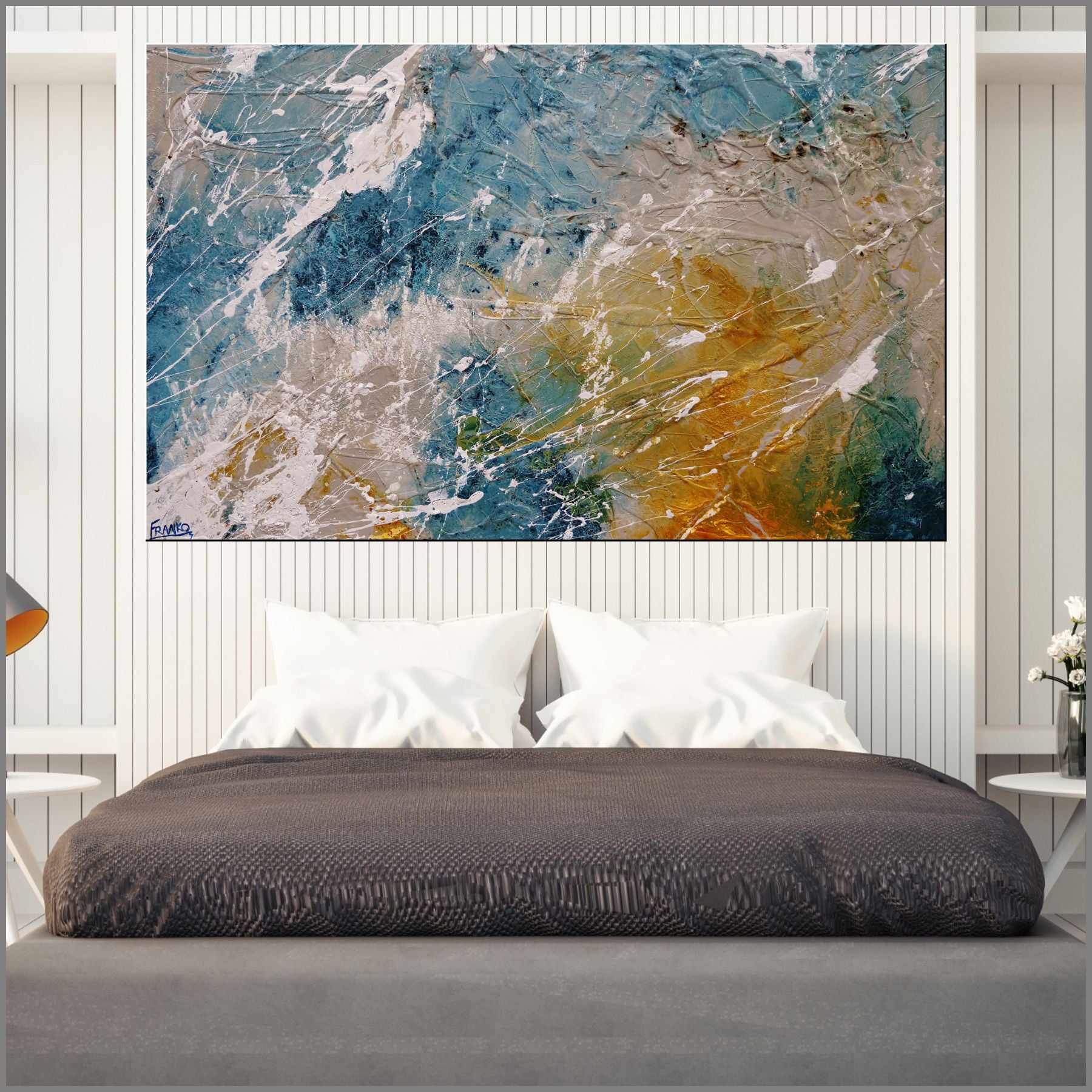Midnight Denim Abstract Painting - 63