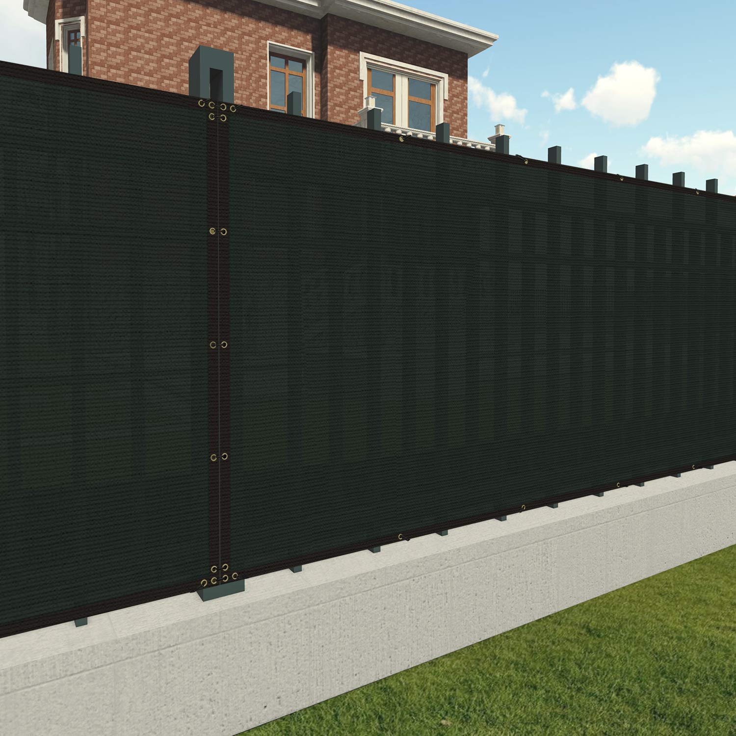 5'x293' Privacy Screen Fence - UV Block Mesh Shade Net with Brass Grommets for Garden & Backyard