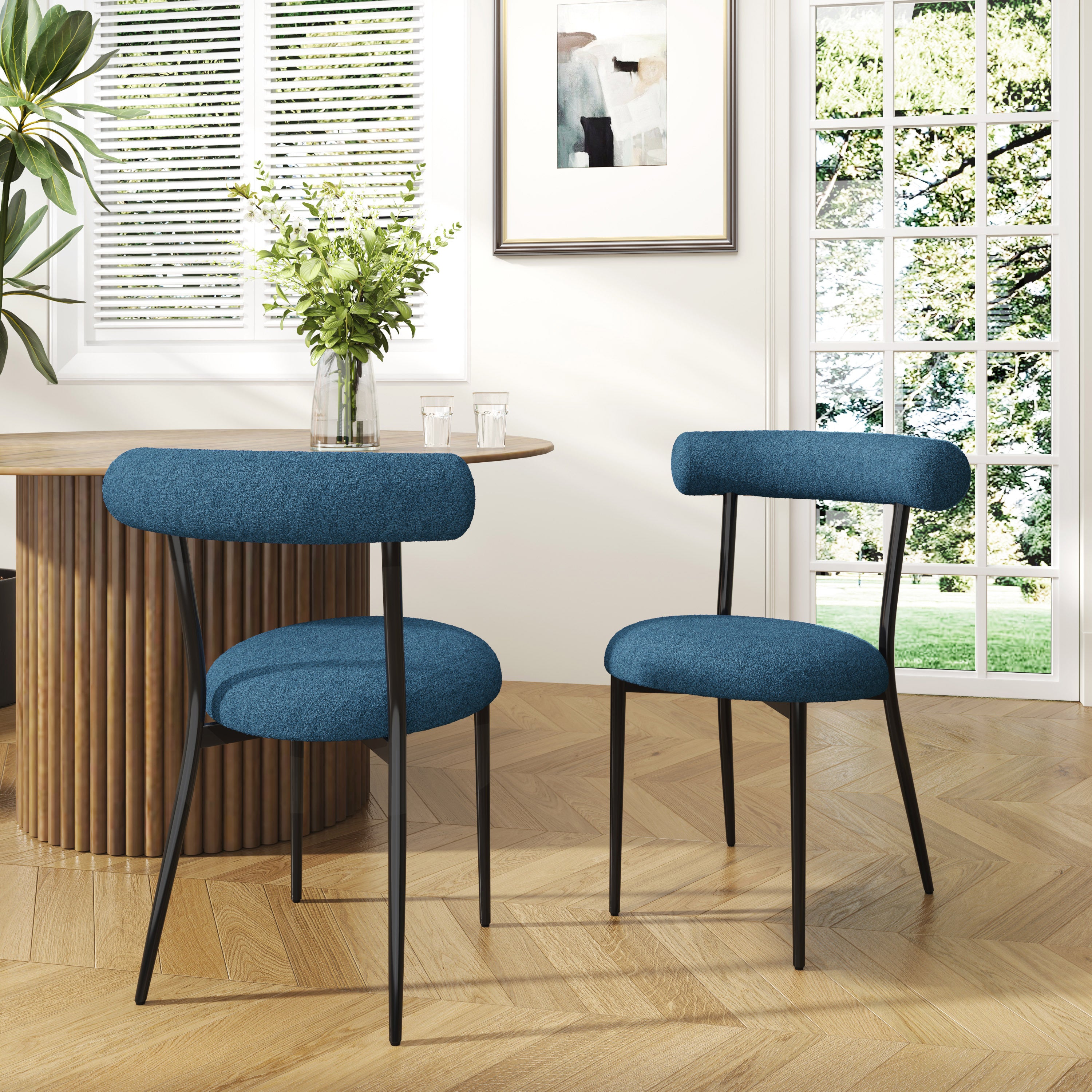 Modern Dining Chairs Set of 2 - Sturdy Wooden Kitchen Chairs with Padded Seats - Comfortable Home Dining Room Furniture for Family Meals & Entertaining Guests