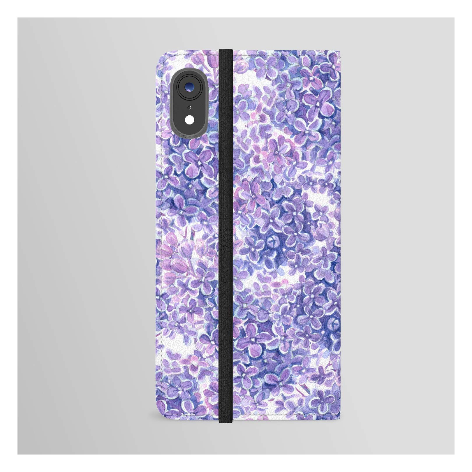 Katerina Kirilova Violet Watercolor Lilac Flowers iPhone XR Wallet Case - Slim Protective Phone Cover with Card Holder for Women, Perfect for Everyday Use & Travel Accessories