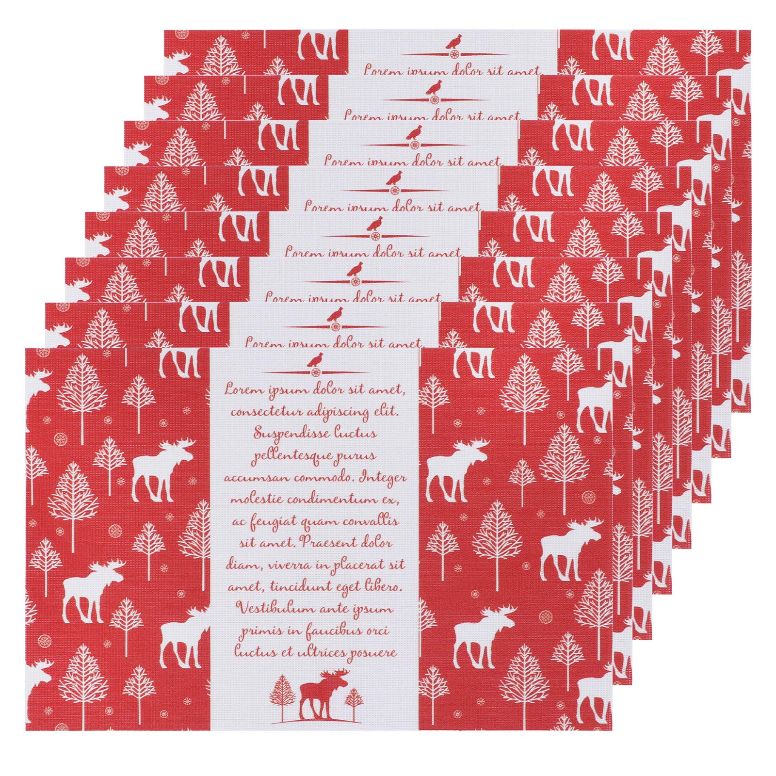 DOITOOL 8PCS Christmas Placemats Set - Heat Resistant PVC Table Mats for Dining, Washable Holiday Decorations - Perfect for Christmas Dinner, Party & Home Decor