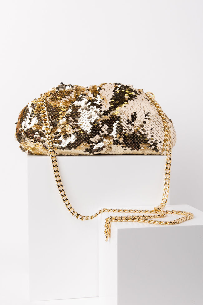 Sparkly Gold Sequin Pouch Bag for Women - Elegant Clutch for Parties, Weddings & Special Occasions - Final Sale