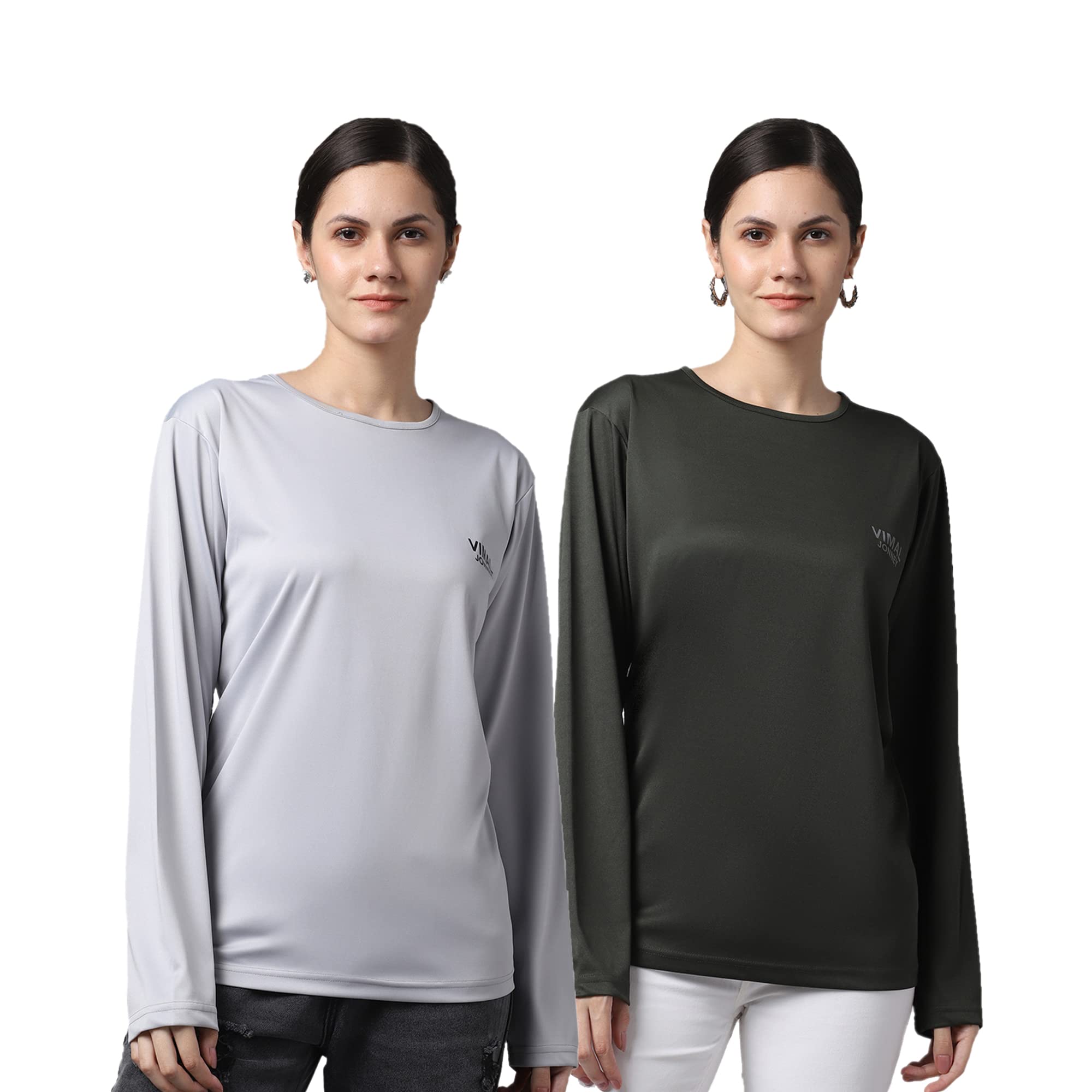 Mack Jonney Women's Regular Fit Multicolor Full Sleeve T-Shirts (Pack of 2) - Comfortable Casual Wear for Everyday Outfits & Layering