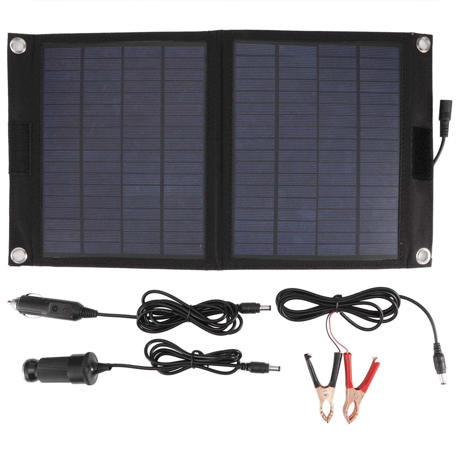 Foldable 12W 18V Polycrystalline Solar Panel Charger - Portable Solar Power Bank for Car Battery, Outdoor Camping, Emergency Power Supply & Off-Grid Charging