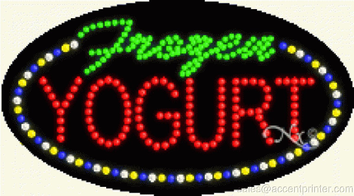 Frozen Yogurt Flashing & Animated LED Sign - High Impact, Energy Efficient Commercial Light for Ice Cream Shops, Dessert Stores & Cafes