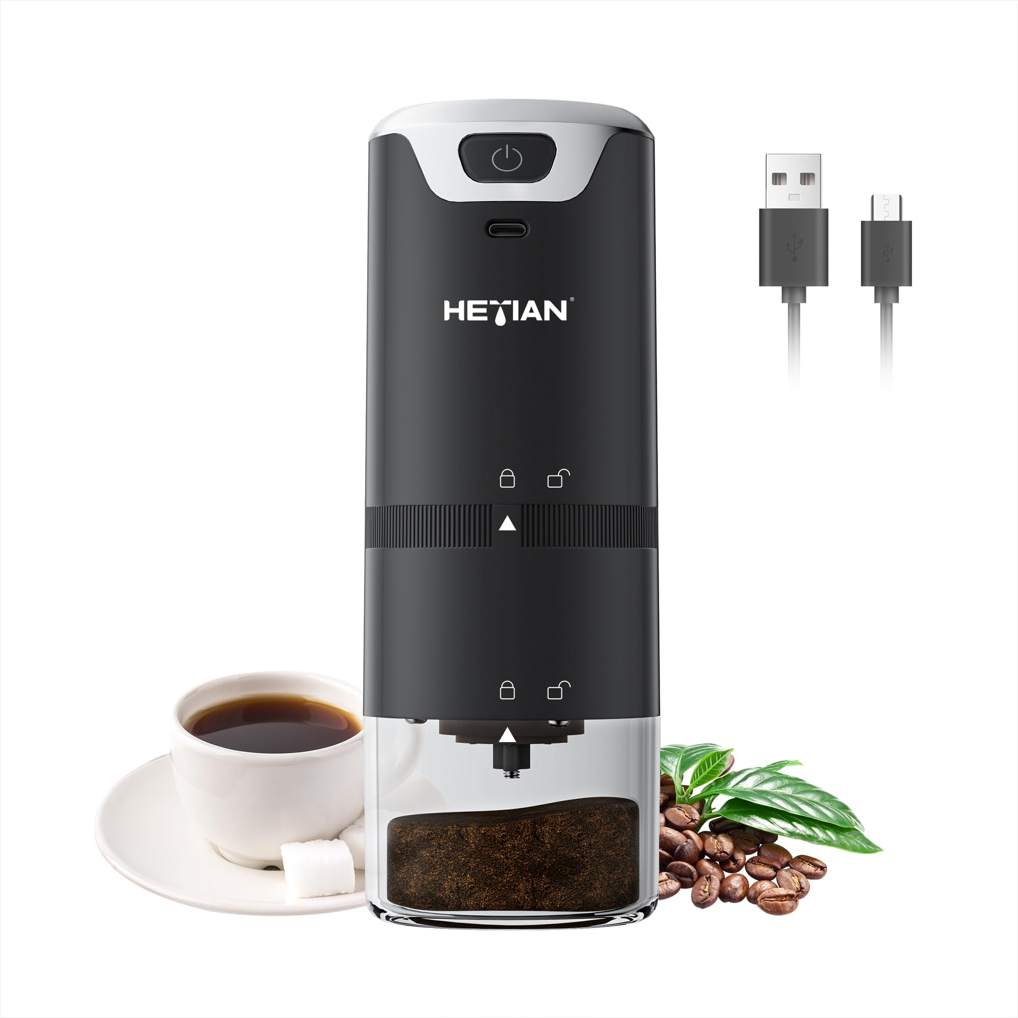 Premium Portable Electric Burr Coffee Grinder - Automatic Coffee Bean Grinder for Espresso, Drip, French Press & Pour Over Coffee - Perfect for Camping, Travel & Home Use