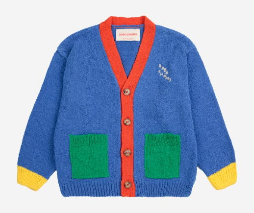 BOBO CHOSES Colorblock V-Neck Cardigan for Baby Boys & Girls (12M, 24M) - Soft Knit Sweater for Playdates, Family Photos & Cozy Outfits