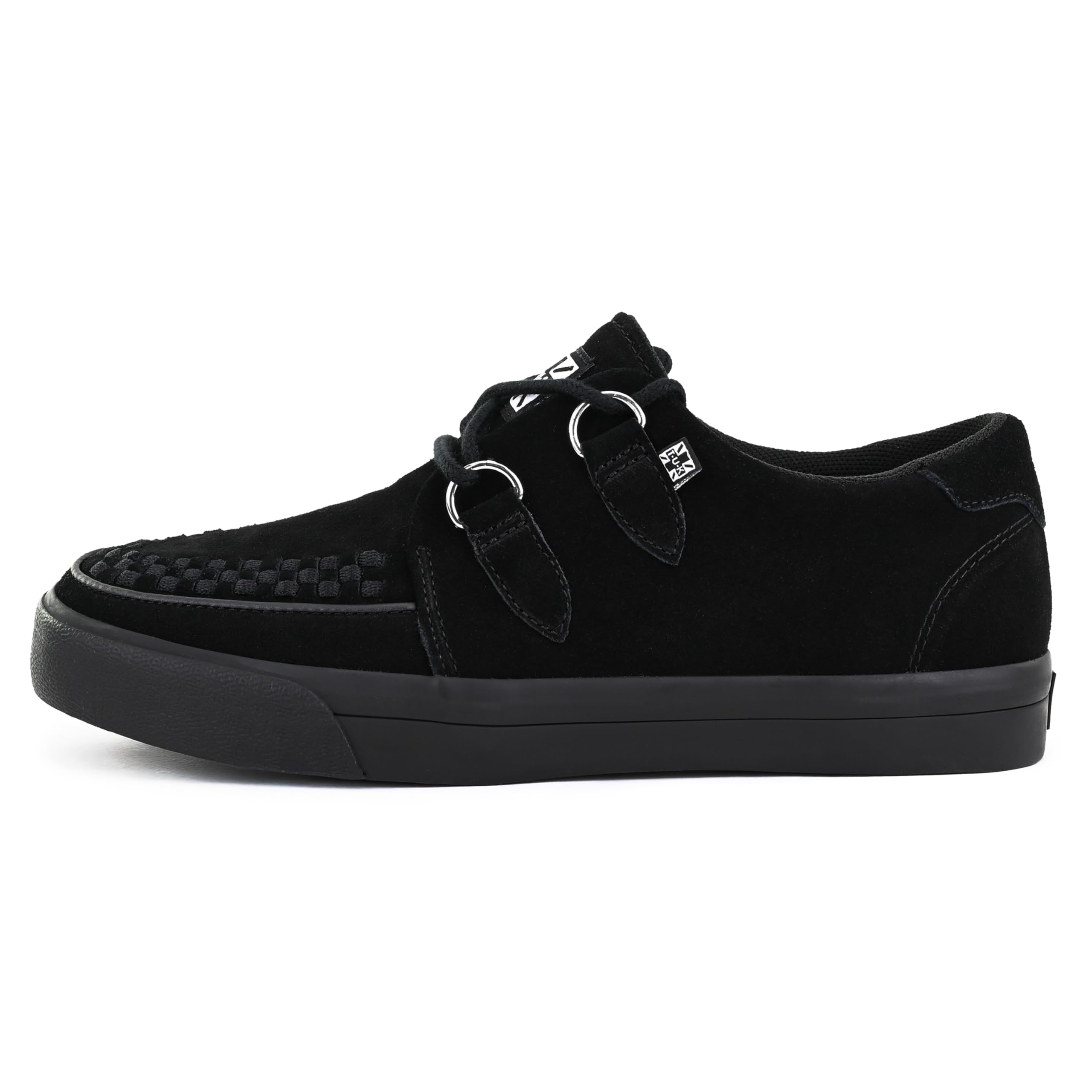 TUK Black Suede Creeper Sneakers for Women & Men - D-Ring Lace Up Platform Shoes | US Women's Size 11 / Men's Size 9 | Perfect for Goth, Punk & Alternative Fashion Styles