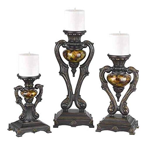 Handmade Resin Candle Holder with Painted Glass - Brown Transitional Style - Perfect for Home Decor, Wedding Centerpieces & Romantic Dinner Ambiance
