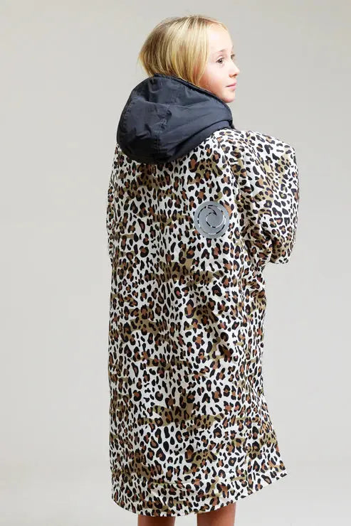 Unisex Kids Leopard Print Swim Robe - Quick Dry Hooded Bathrobe for Boys & Girls After Swimming, Beach, Pool or Bath Time