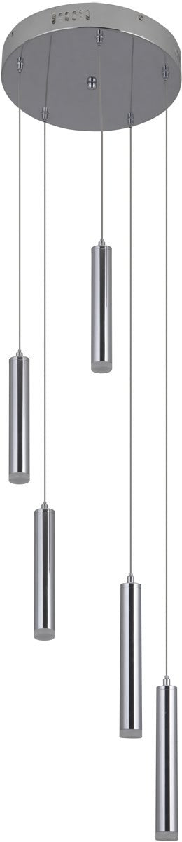 10W Lexi 5-Light LED Pendant Light Fixture in Chrome - Modern Ceiling Lighting for Kitchen Island, Dining Room, and Bedroom