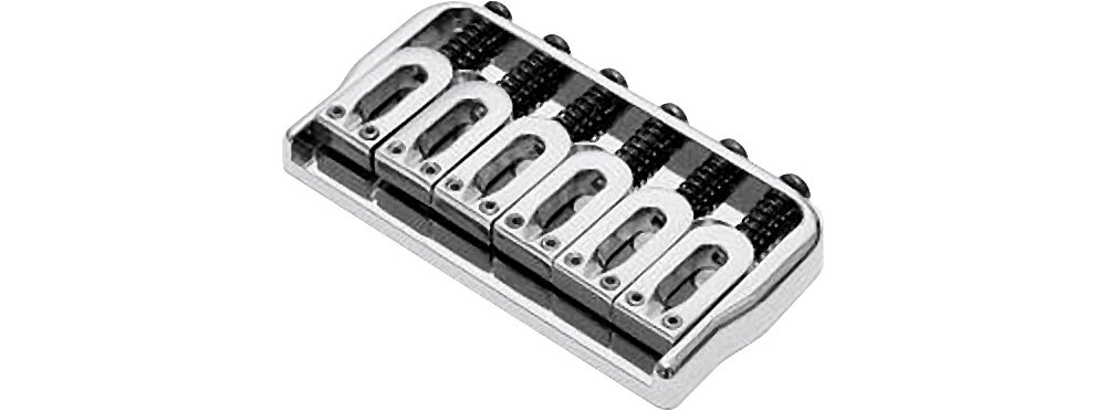 Hipshot 6-String US Fixed Guitar Bridge .125 Chrome - Premium Replacement Bridge for Electric Guitars - Perfect for Rock, Blues, and Metal Performances
