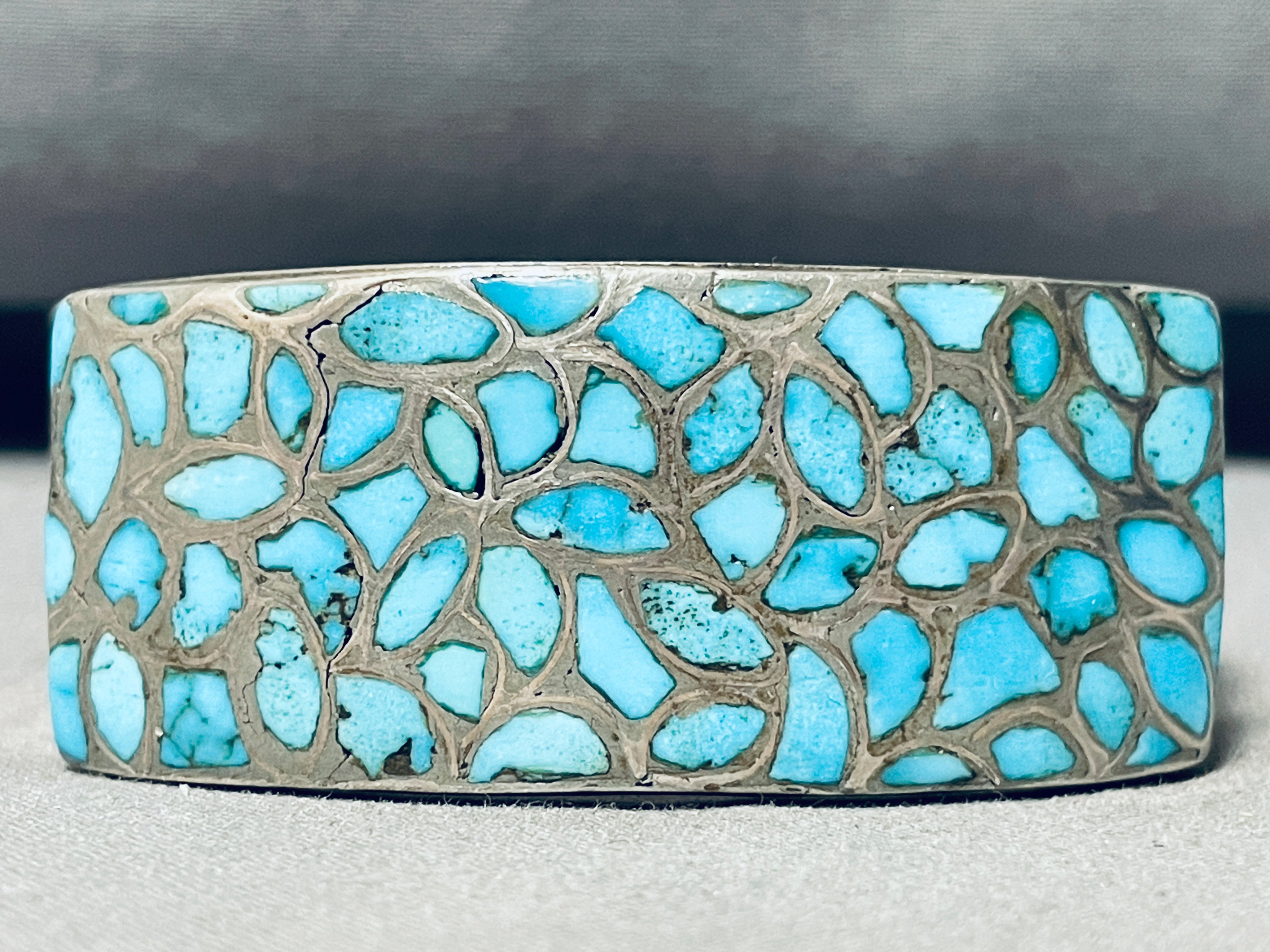 6.5 Inch Vintage Zuni Turquoise Sterling Silver Bracelet for Women - Handmade Native American Jewelry for Boho, Casual & Special Occasions